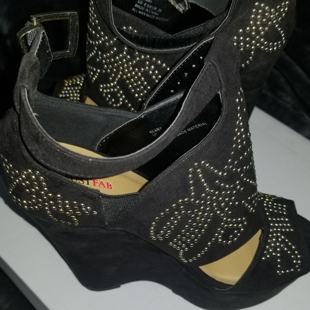 Black platform wedges